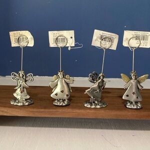 Set of 4 Pewter Christmas Angel Photo Holders